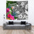 American Samoa Tapestry White - Turtle Plumeria Banana Leaf - Polynesian Pride