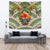 Hawaii Turtle Map Plumeria Hawaiian Tropical Tapestry - Candy Style - AH Wall Tapestry Large 104" x 88" Green - Polynesian Pride