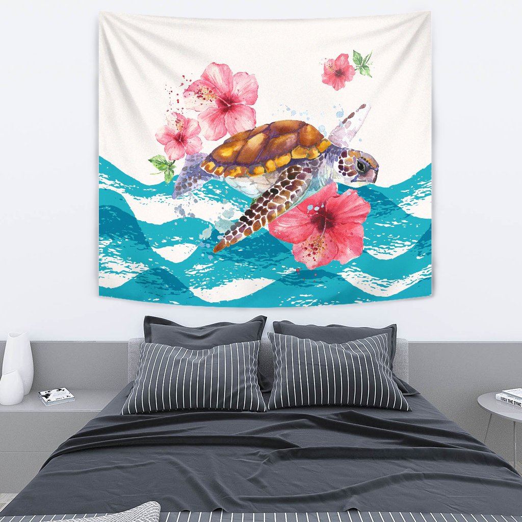 Turtle Hibiscus On Wale Tapestry - Polynesian Pride