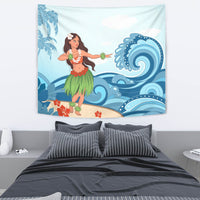 Hula Dance Cartoon Tapestry - Polynesian Pride