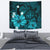 Hawaii Turtle Poly Tribal Turquoise Tapestry Wall Tapestry Blue - Polynesian Pride