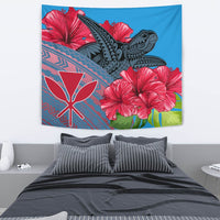 Hawaii Turtle Hibiscus Kanaka Pink Style - Tapestry AH Wall Tapestry 130cm*150cm Blue - Polynesian Pride