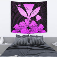 Hawaiian Kanaka Tapestry Hibiscus Polynesian Love Pink Wall Tapestry 130cm*150cm Pink - Polynesian Pride