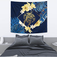 Hawaii Turtle Tropical Tapestry - Taha Style Wall Tapestry Medium 80" x 68" Blue - Polynesian Pride