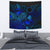 Cook Islands Tapestry - Turtle Hibiscus Pattern Blue Wall Tapestry Medium 80" x 68" Blue - Polynesian Pride