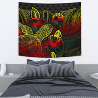 Tonga Tapestry - Turtle Hibiscus Pattern Reggae Wall Tapestry Medium 80" x 68" Reggae - Polynesian Pride