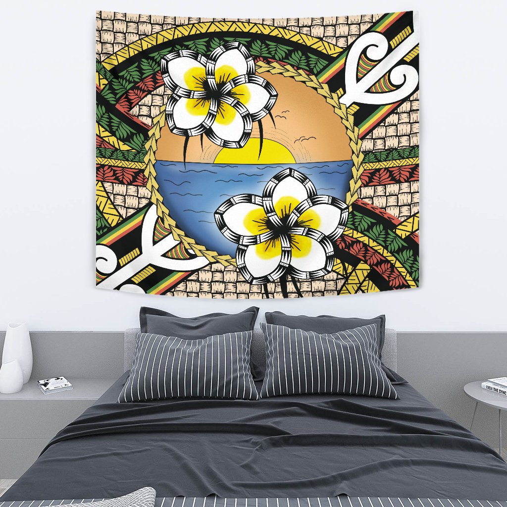 Hawaii Plumeria Pattern Limited Tapestry Wall Tapestry Medium 80" x 68" Gold - Polynesian Pride