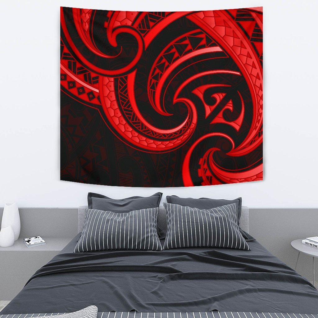 New Zealand Maori Mangopare Tapestry Polynesian - Red Wall Tapestry Medium 80" x 68" Red - Polynesian Pride