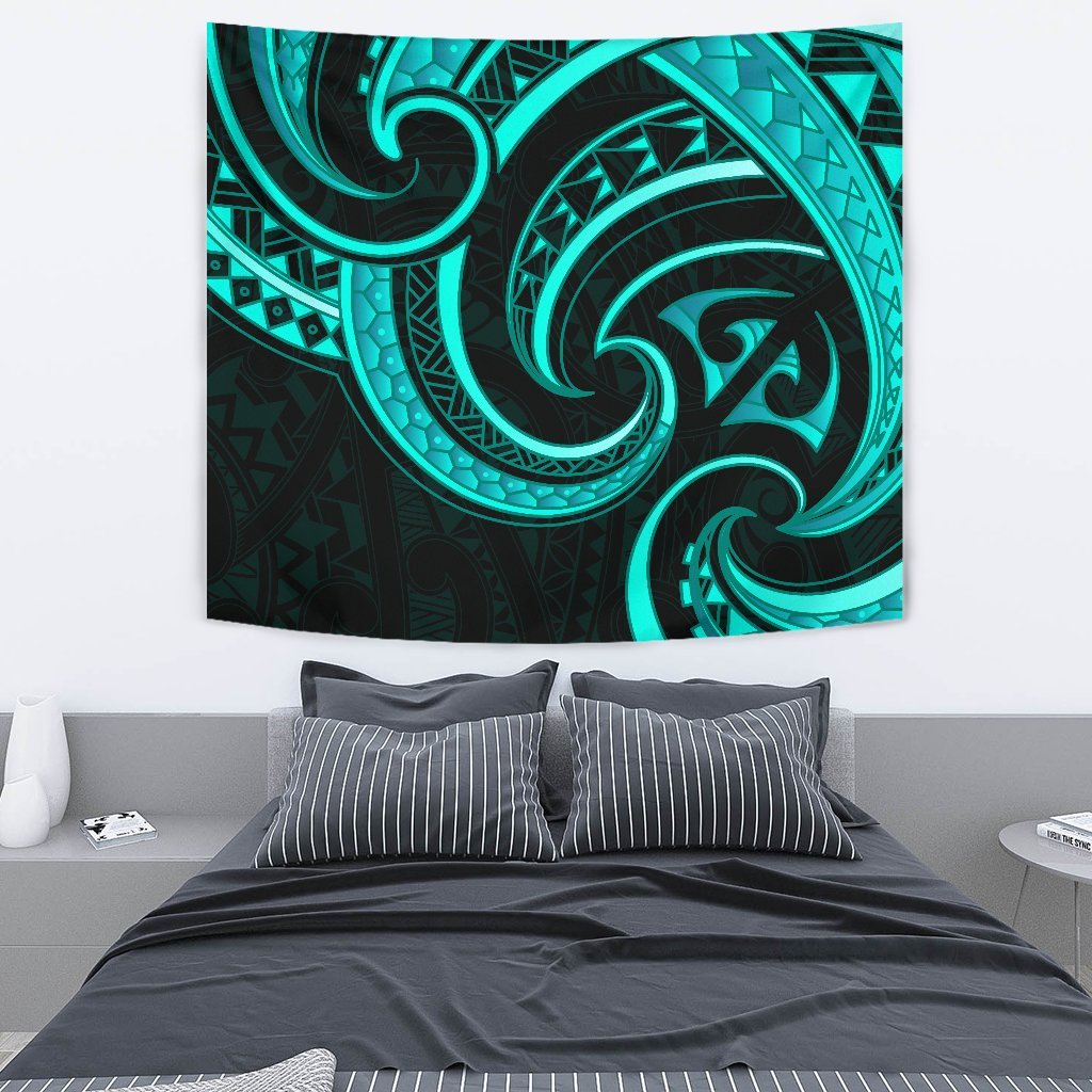 New Zealand Maori Mangopare Tapestry Polynesian - Turquoise Wall Tapestry Medium 80" x 68" Turquoise - Polynesian Pride