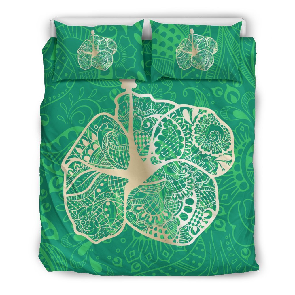 Hawaii Duvet Cover Set - Golden Hibiscus Pattern - Polynesian Pride