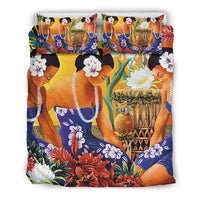 Hawaiian Duvet Cover Set - Hibiscus And Hawaii Girl - Polynesian Pride