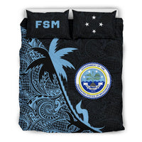 Federated States Of Micronesia Duvet Cover Set - Federated States Of Micronesia Coat Of Arms & Coconut Tree - Polynesian Pride