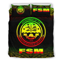 Federated States Of Micronesia Duvet Cover Set - Reggae Fog Style - Polynesian Pride