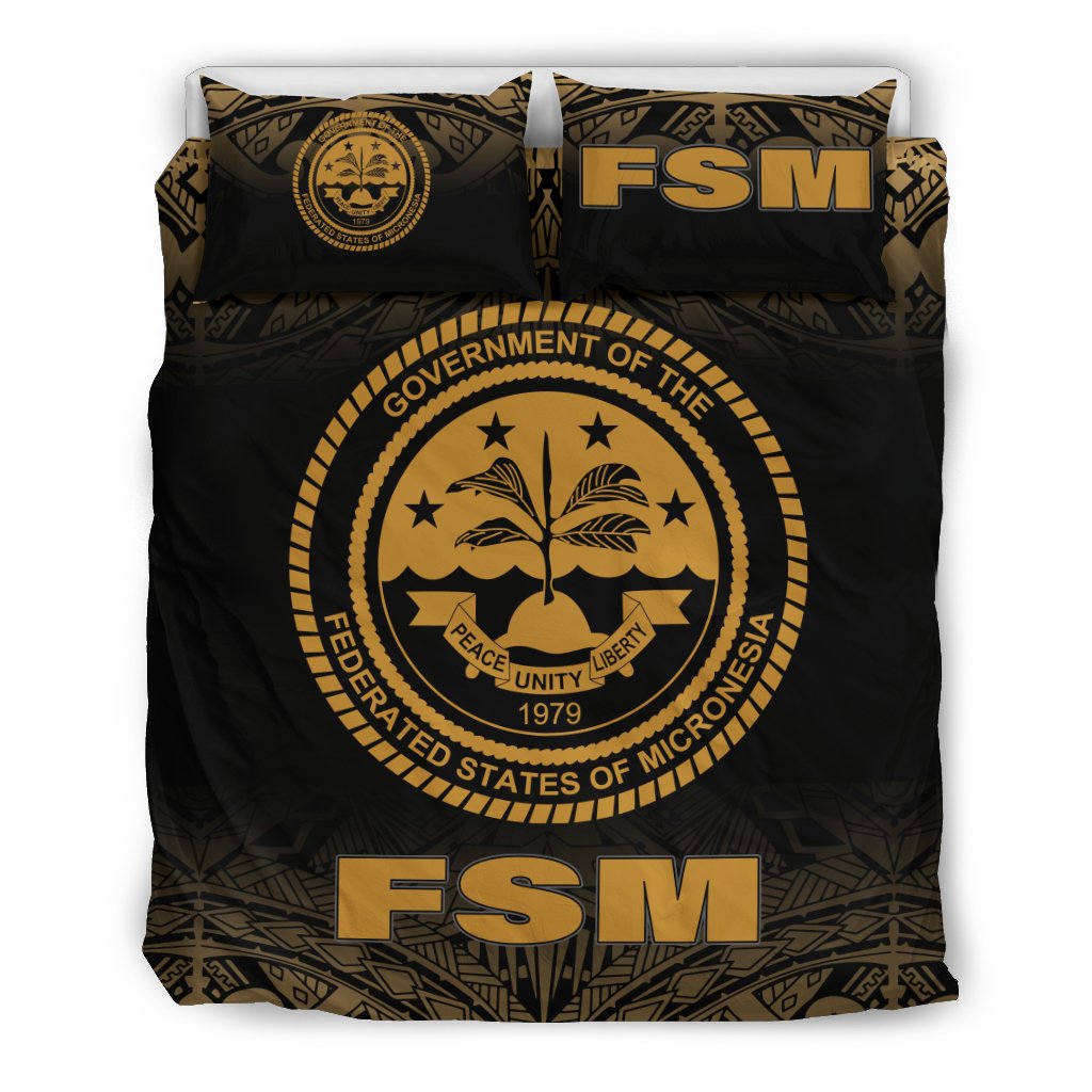 Federated States Of Micronesia Duvet Cover Set - Gold Fog Style - Polynesian Pride