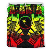 Chuuk States Duvet Cover Set - Reggae Tattoo Style Black - Polynesian Pride