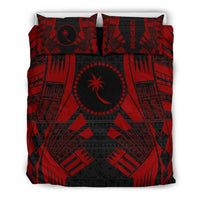 Chuuk States Duvet Cover Set - Red Tattoo Style Black - Polynesian Pride