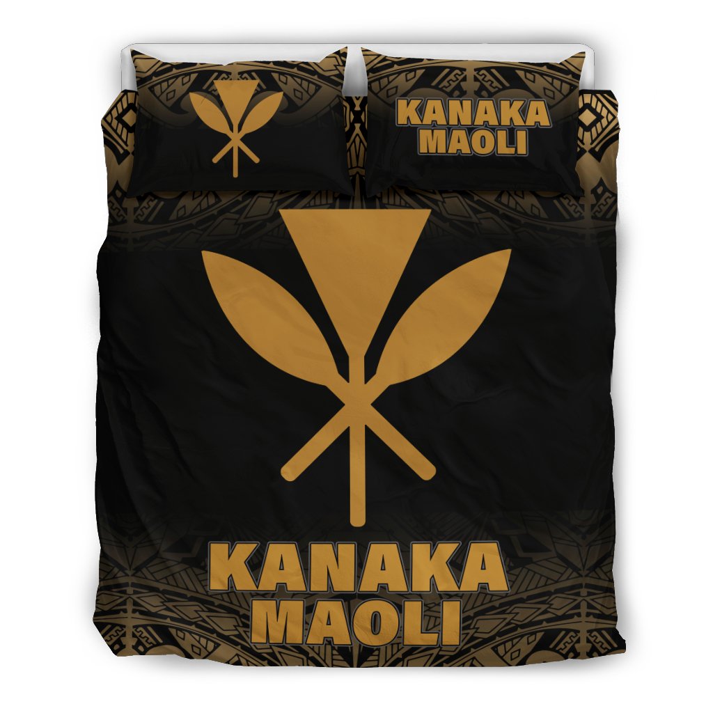 Kanaka Maoli Duvet Cover Set - Gold Fog Style - Polynesian Pride