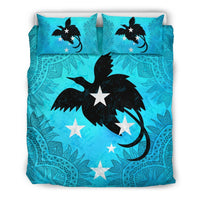 Papua New Guinea Duvet Cover Set - Papua New Guinea Flag Turquoise A0 - Polynesian Pride