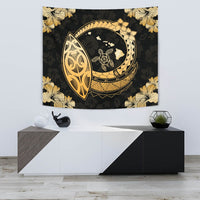 Hawaii Turtle Hibiscus Map Polynesian Tapestry - Polynesian Pride