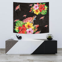 Hibiscus Plumeria Turtle Tapestry - Polynesian Pride