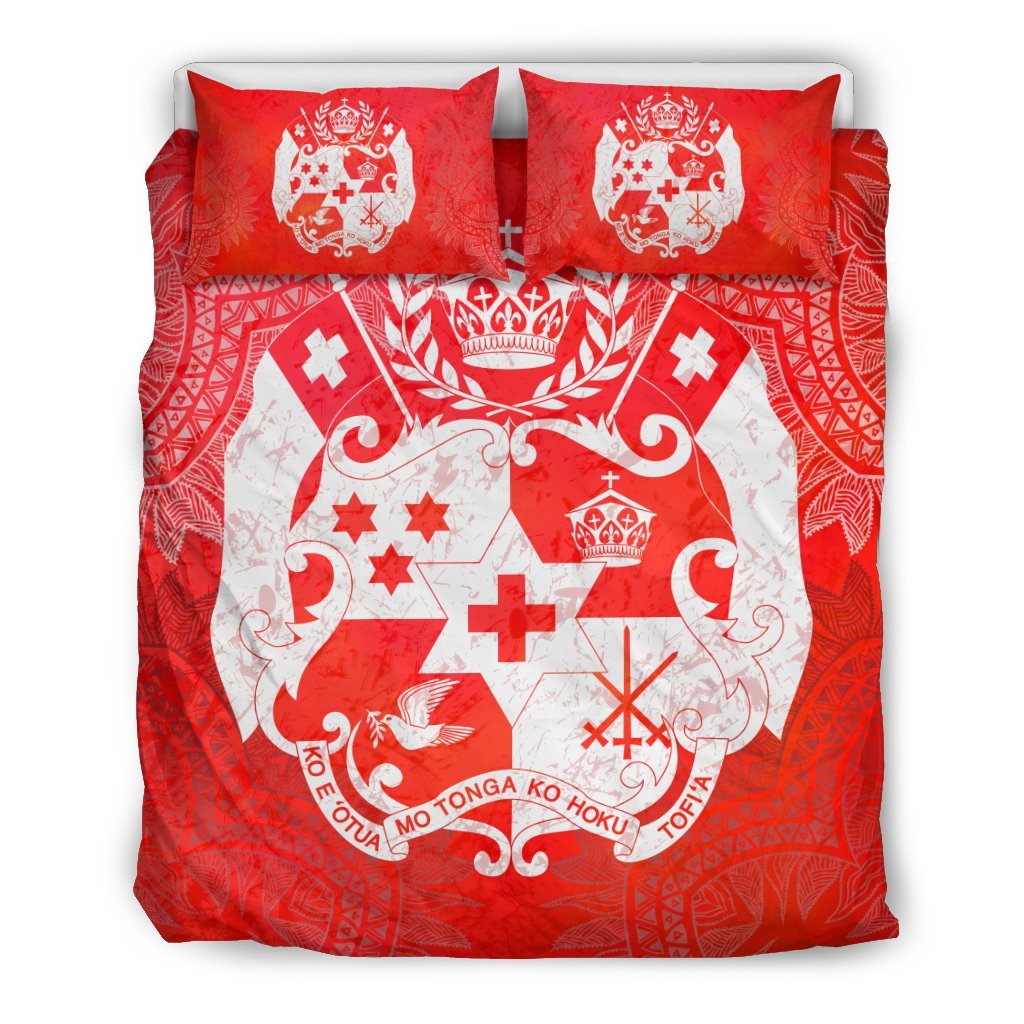 Tonga Duvet Cover Set - Tonga Coat Of Arms Red - Polynesian Pride