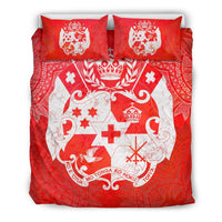 Tonga Duvet Cover Set - Tonga Coat Of Arms Red - Polynesian Pride
