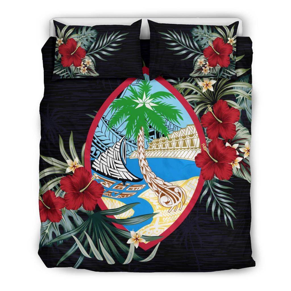 Guam Duvet Cover Set - Guam Coat Of Arms Hibiscus - Polynesian Pride