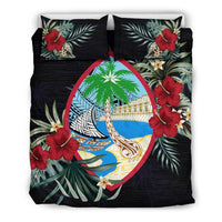 Guam Duvet Cover Set - Guam Coat Of Arms Hibiscus - Polynesian Pride