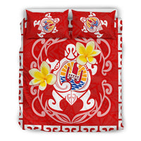 Tahiti French Polynesia Turtle Tiare Flowers Duvet Cover Set - Polynesian Pride