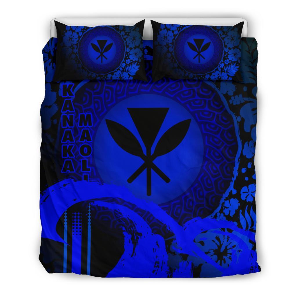 Kanaka Maoli Duvet Cover Set - Hibiscus And Wave Special Blue - Polynesian Pride