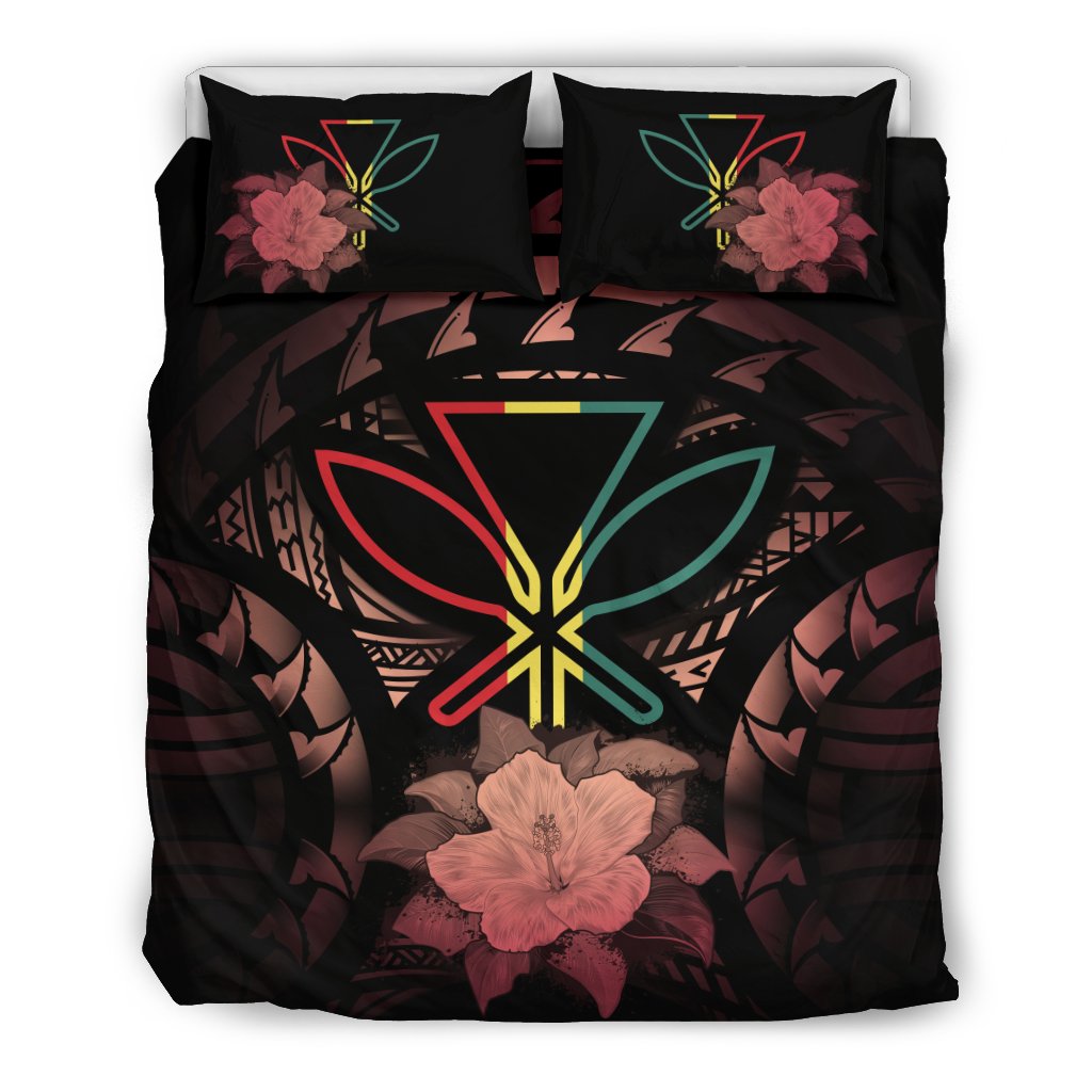 Kanaka Maoli Flamingo Hibiscus Rising Bedding Set - Polynesian Pride