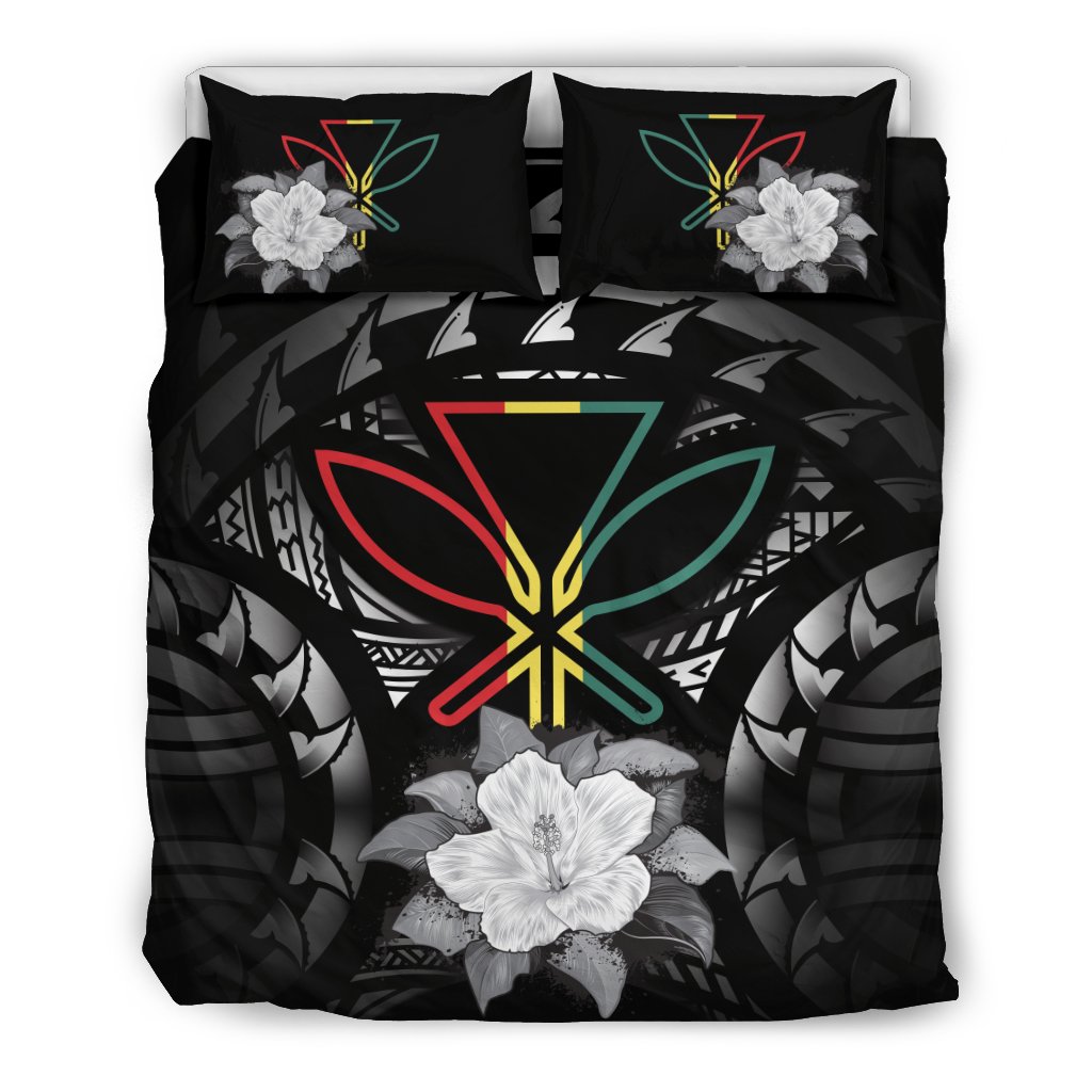 Kanaka Maoli Gray Hibiscus Rising Bedding Set - Polynesian Pride