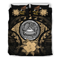American Samoa Duvet Cover Set - American Samoa Seal & Gold Hibiscus - Polynesian Pride