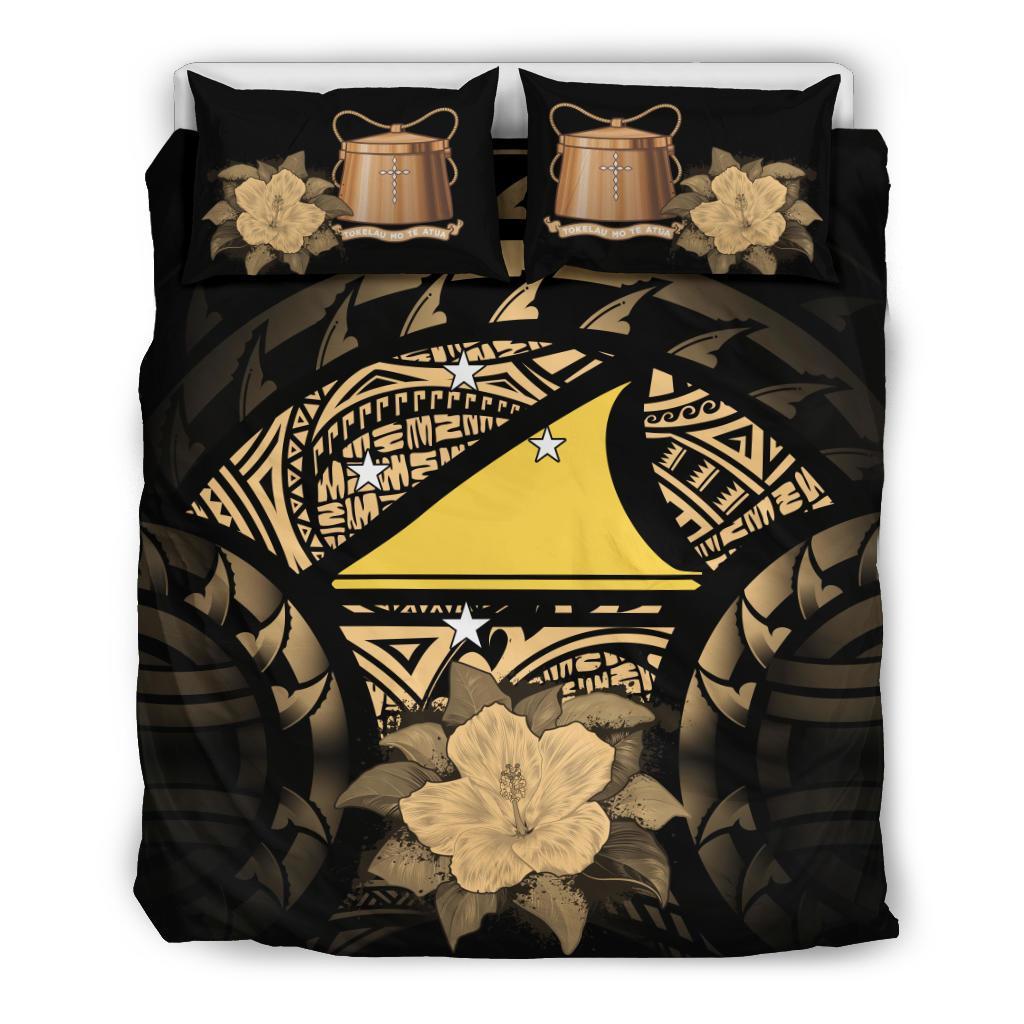 Tokelau Duvet Cover Set - Tokelau Flag & Gold Hibiscus - Polynesian Pride