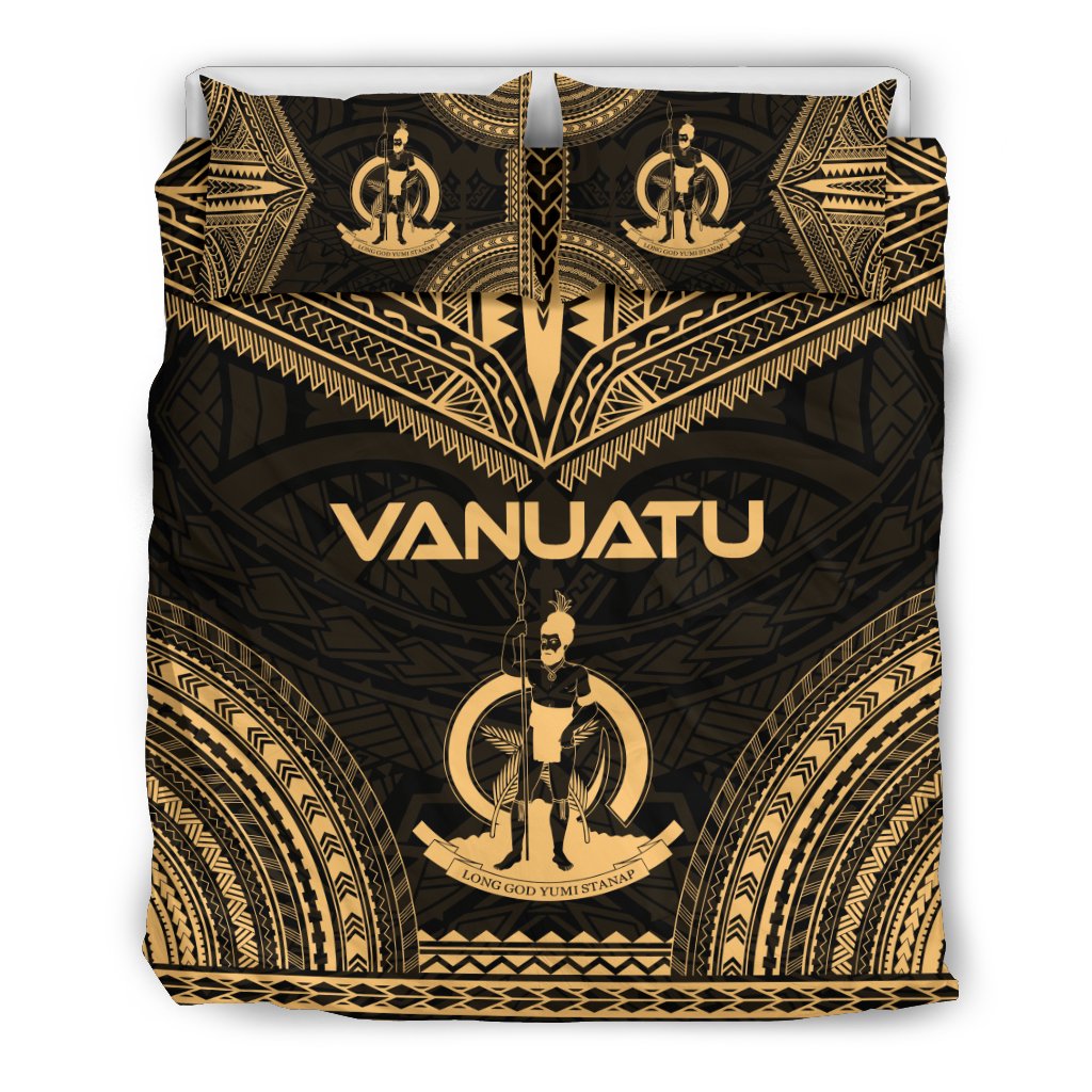 Vanuatu Polynesian Chief Duvet Cover Set - Gold Version Gold - Polynesian Pride