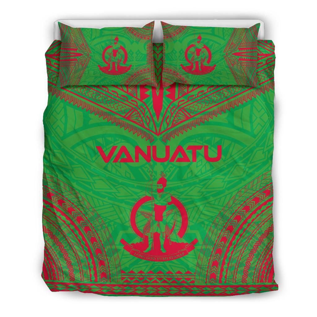 Vanuatu Flag Polynesian Chief Duvet Cover Set Green - Polynesian Pride