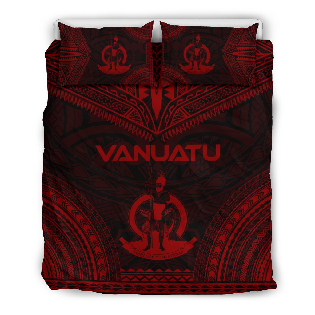 Vanuatu Polynesian Chief Duvet Cover Set - Red Version Red - Polynesian Pride