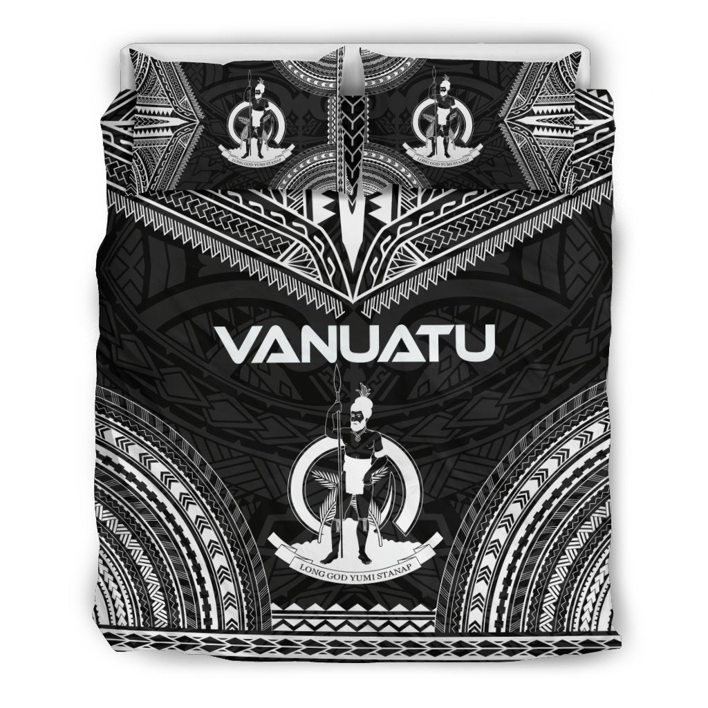 Vanuatu Polynesian Chief Duvet Cover Set - Black Version Black - Polynesian Pride