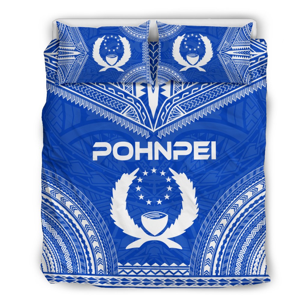 Pohnpei Flag Polynesian Chief Duvet Cover Set Blue - Polynesian Pride