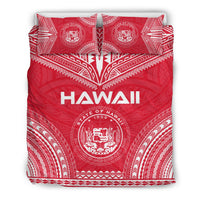 Hawaii Flag Polynesian Chief Duvet Cover Set Red - Polynesian Pride