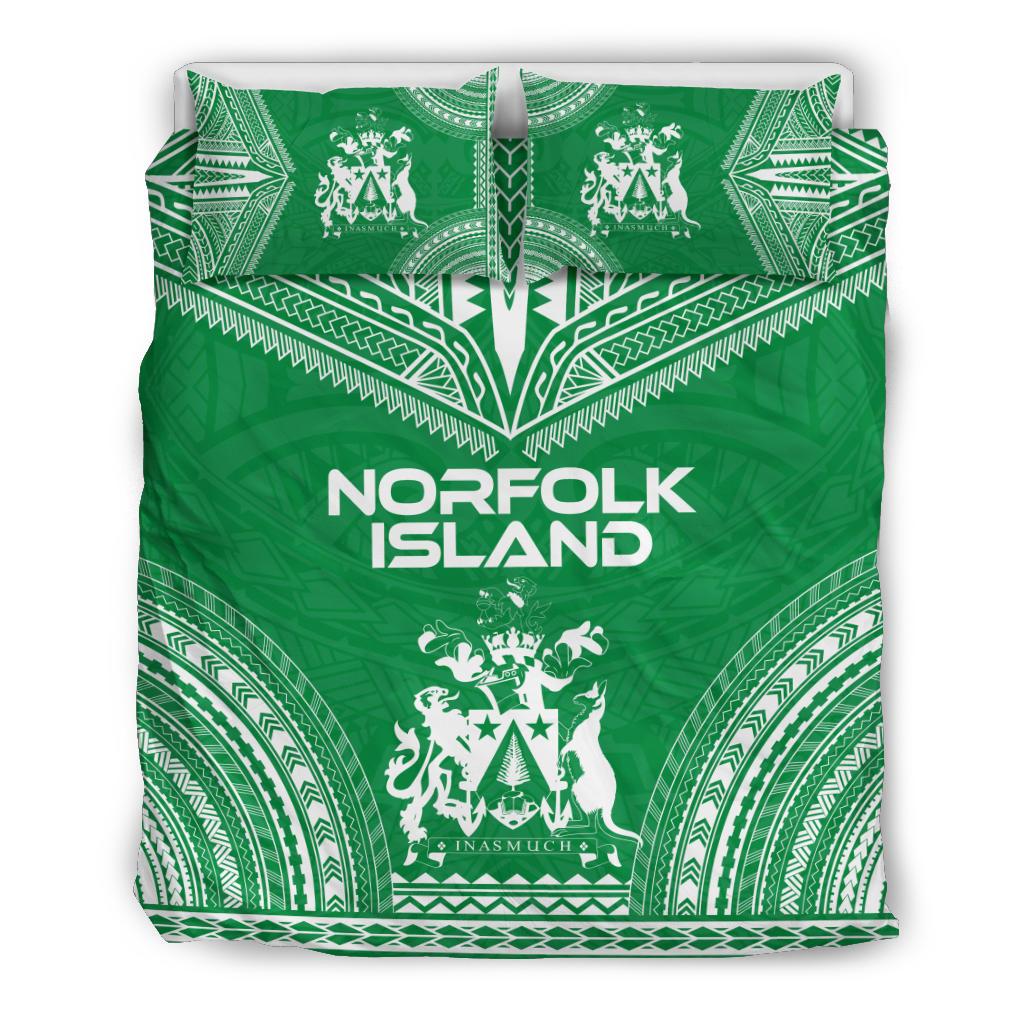 Norfolk Island Flag Polynesian Chief Duvet Cover Set Green - Polynesian Pride
