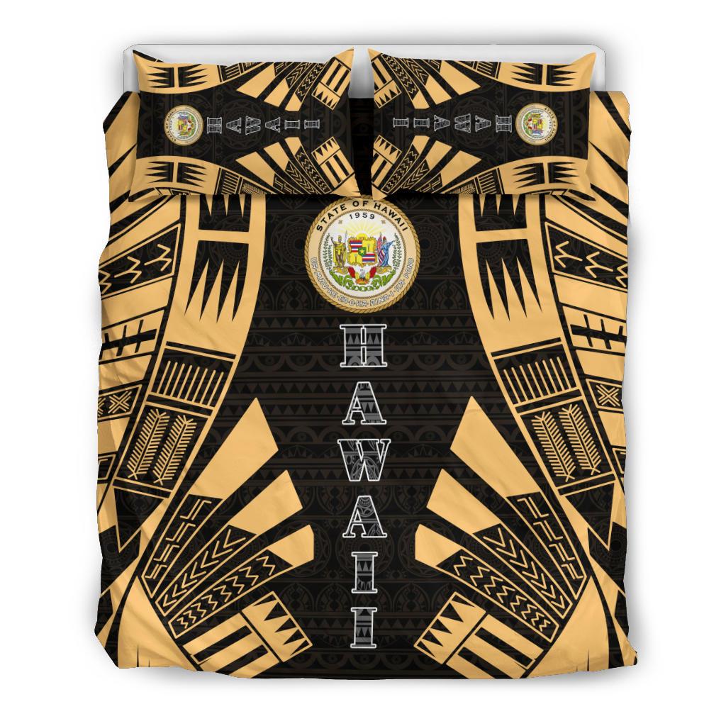 Hawaii Duvet Cover Set - Polynesian Tattoo Gold - Polynesian Pride