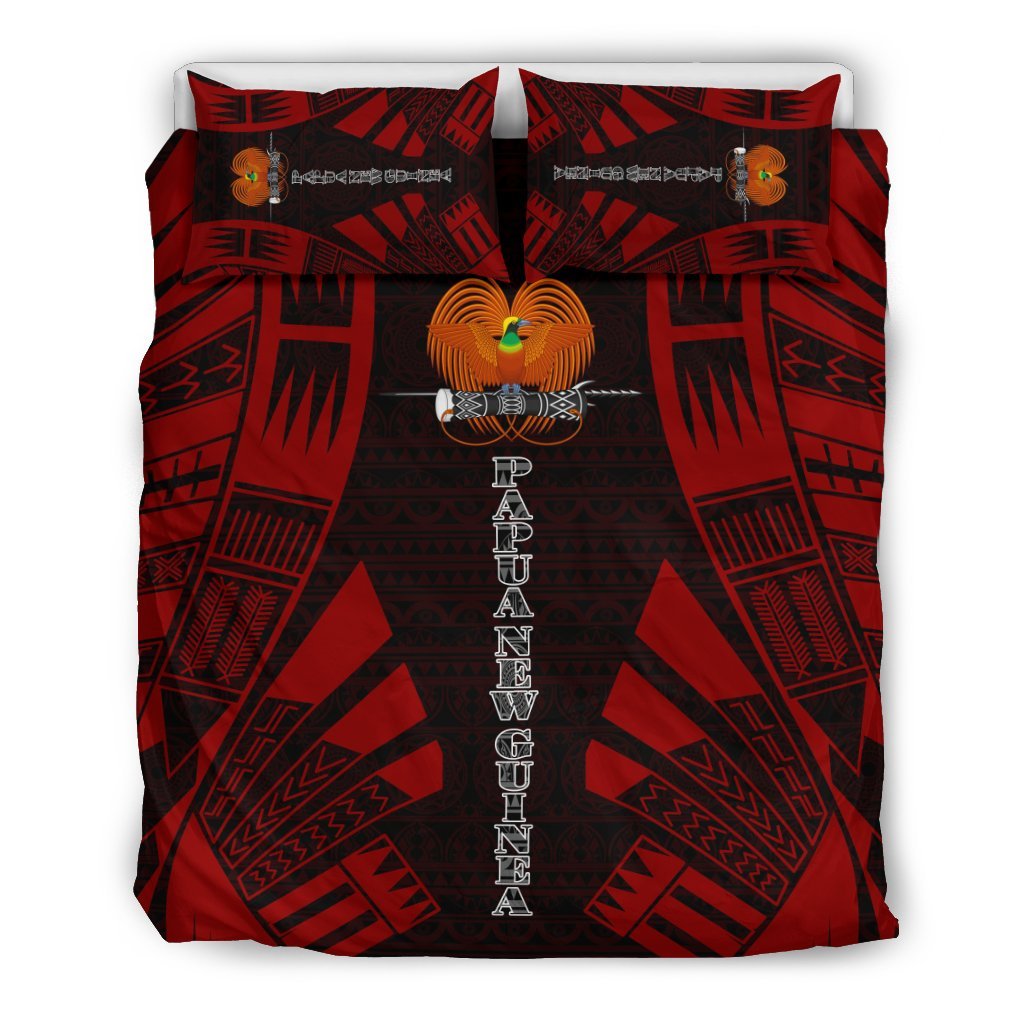 Papua New Guinea Duvet Cover Set - Polynesian Tattoo Red - Polynesian Pride