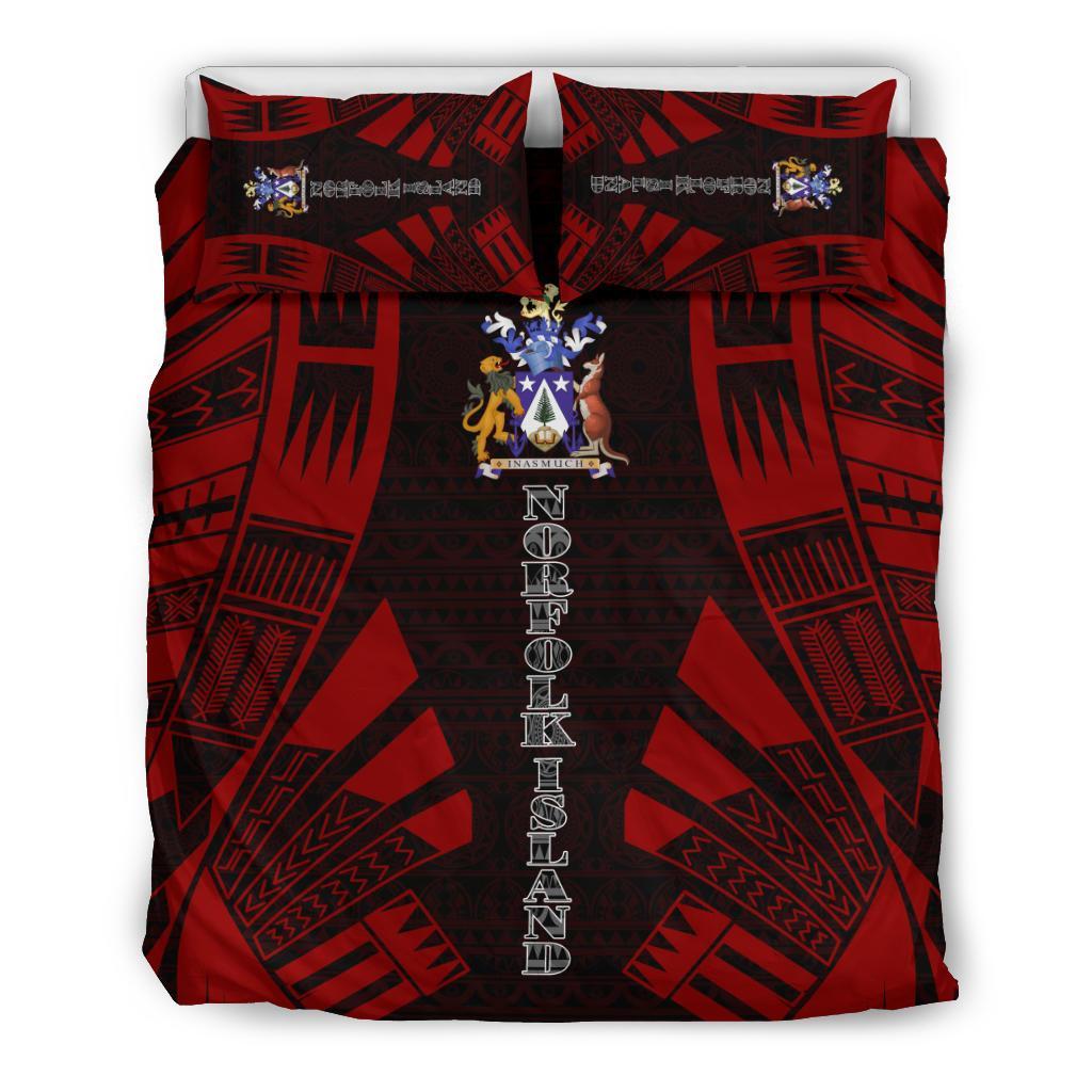 Norfolk Island Duvet Cover Set - Polynesian Tattoo Red - Polynesian Pride