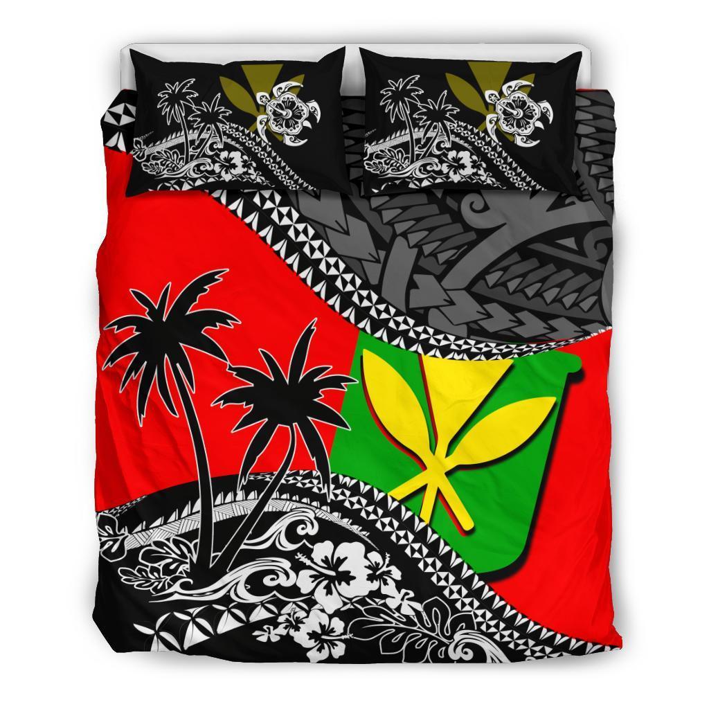 Hawaii Bedding Set - Kanaka Flag Fall In The Wave - Polynesian Pride