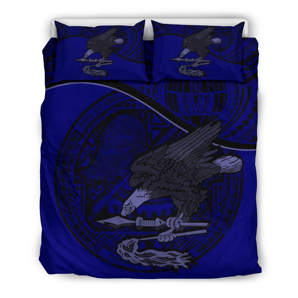 American Samoa Duvet Cover Set - American Samoa Seal & Flag Dark Blue - Polynesian Pride