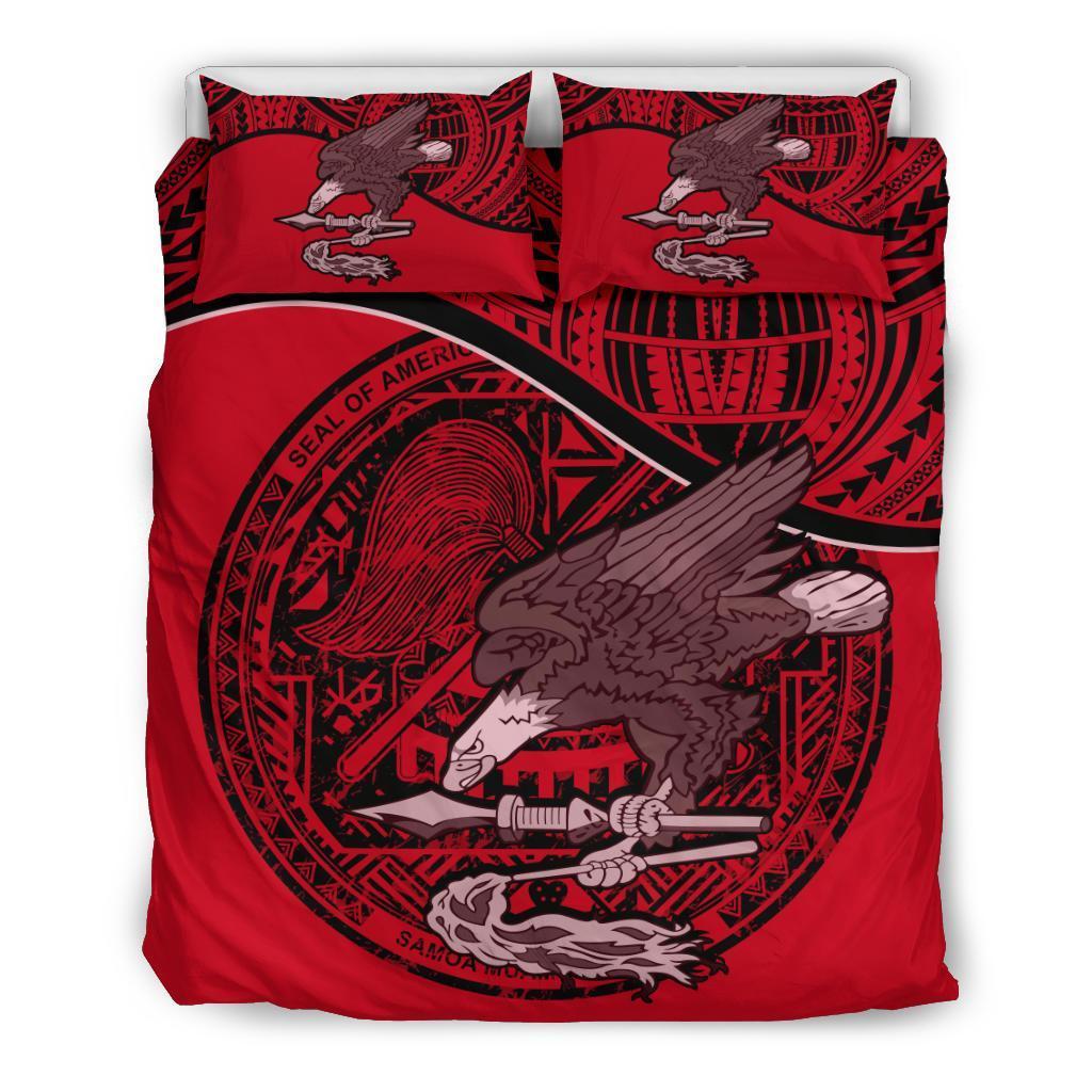 American Samoa Duvet Cover Set - American Samoa Seal & Flag Red - Polynesian Pride