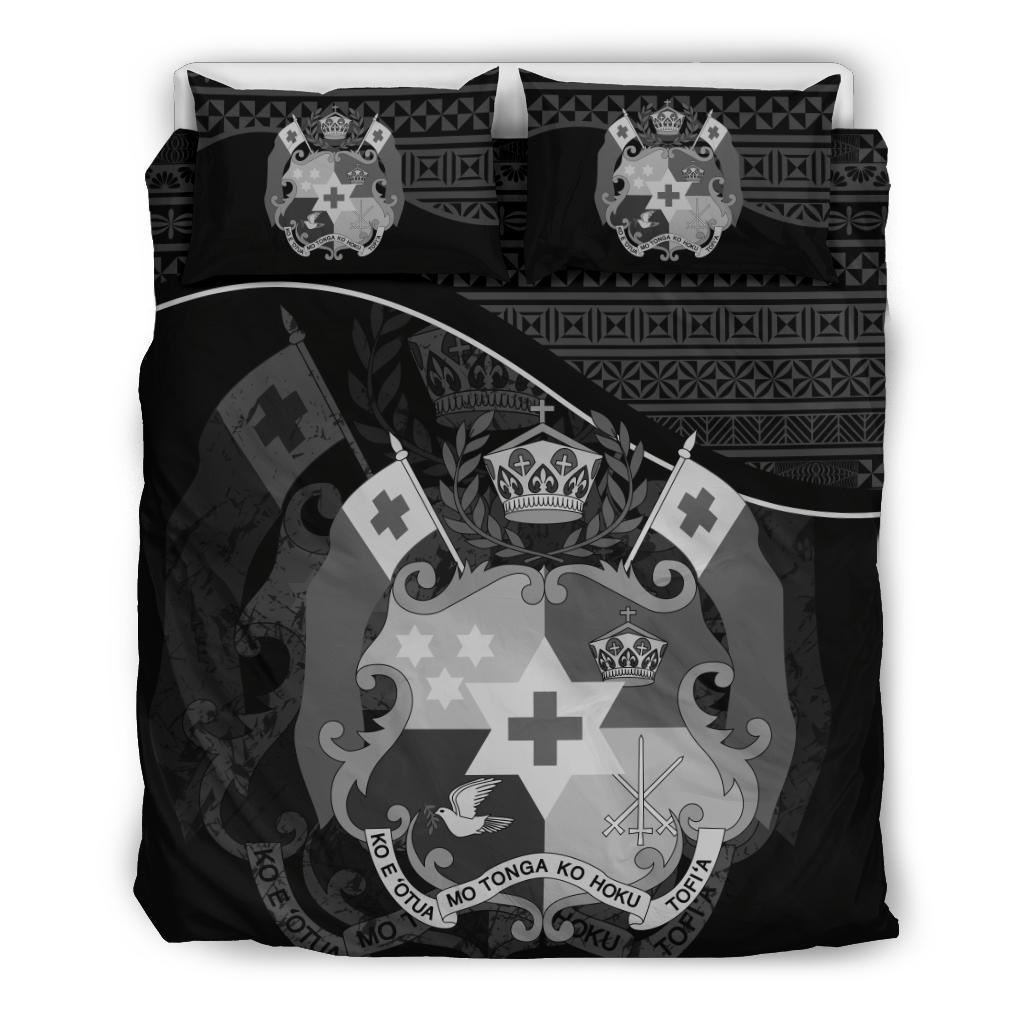 Tonga Duvet Cover Set - Tonga Coat Of Arms Black - Polynesian Pride