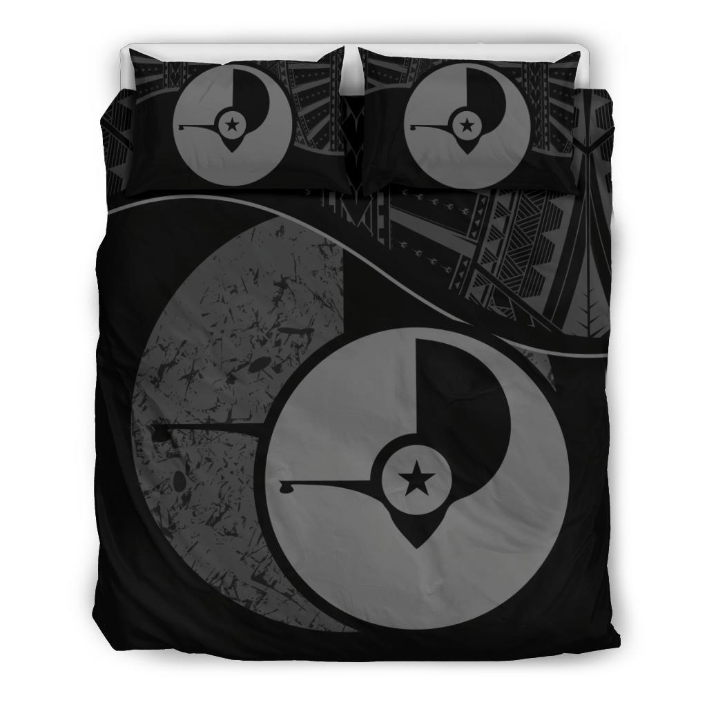 Yap Duvet Cover Set - Yap Flag Tattoo Black - Polynesian Pride