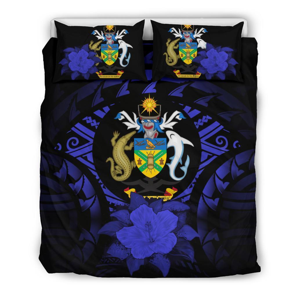 Solomon Island Duvet Cover Set - Solomon Island Coat Of Arms & Reggae Hibiscus - Polynesian Pride